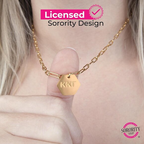 Kappa Kappa Gamma Gold Plated Paperclip Necklace 18 Inch Sorority Gift Women - Picture 6 of 9